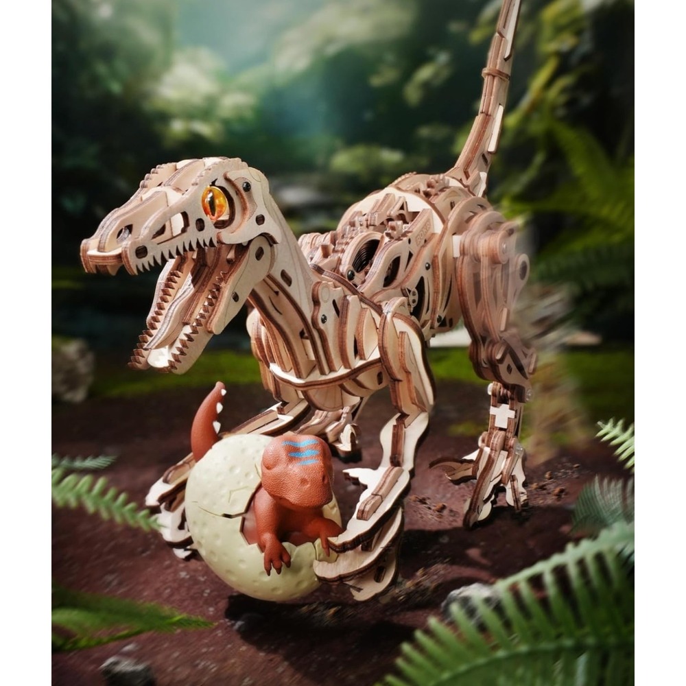 Velociraptor Mechanical Model Kit-3D Puzzle Assembly STEM Toy Moving Dinosaur